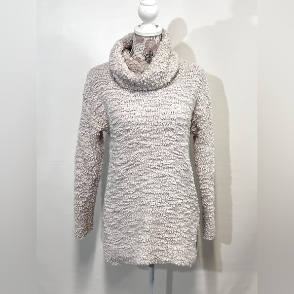PINK ROSE Beige boucle cowl neck sweater size L. - Picture 6 of 13